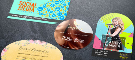 die cut flyers round corners circle oval and leaf nextdayflyers